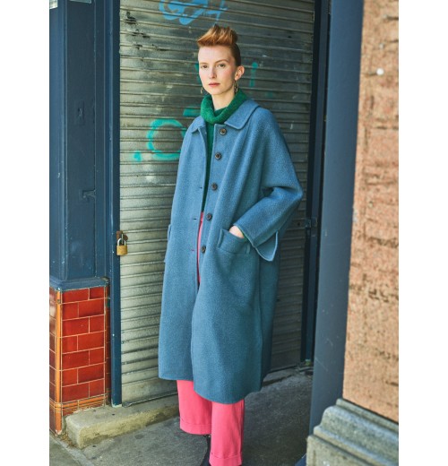 Sky Blue Double Faced Wool Coat