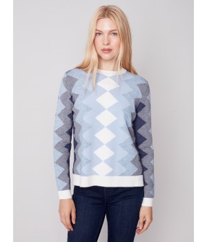 Jacquard Sweater with Zig Zag Design - Snowflake