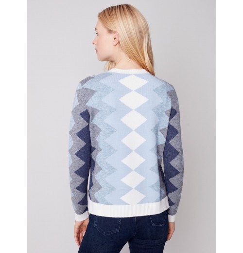 Jacquard Sweater with Zig Zag Design - Snowflake