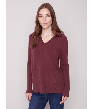 Johnny Collar Sweater - Port