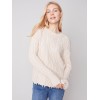 Cotton Blend Cable Knit Sweater - Ecru