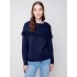 Fringed Cowl Neck Sweater - Denim