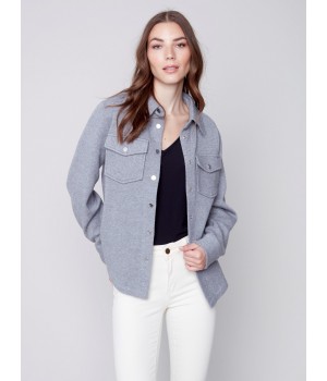 Gutsy Knit Shirt Jacket - Gray