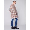 Long Plaid Cardigan with Shawl Collar - Truffle