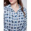 Printed Crinkle Georgette Blouse - Denim