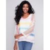 Printed Fishnet Crochet Sweater - Rainbow