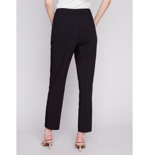 Side Slit Tapered Pants - Black