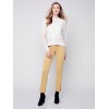 Twill Jeans with Eyelet Hem Detail - Gold