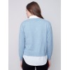 V-Neck Sweater with Shirt Collar - Snowflake