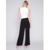 Wide Leg Pants with Drawstring - Black